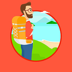 Image showing Man with backpack hiking.