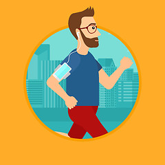 Image showing Man running with earphones and smartphone.