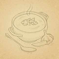 Image showing Pot of hot soup.