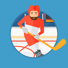 Image showing Ice hockey player with stick.