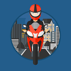 Image showing Woman riding motorcycle.