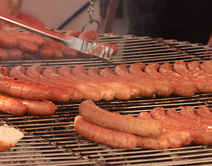 Image showing Sausages on grill