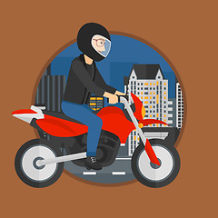 Image showing Man riding motorcycle.