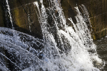 Image showing old leaking dam