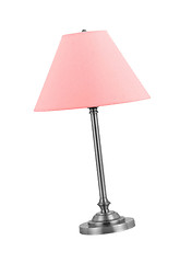 Image showing Tall Lamp with pink shade isolated