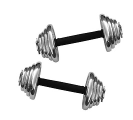 Image showing Chromed fitness exercise equipment dumbbell weight