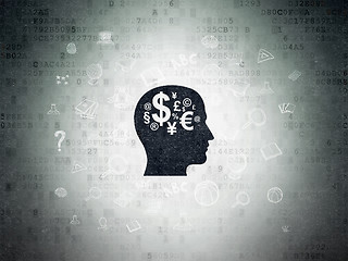 Image showing Education concept: Head With Finance Symbol on Digital Data Paper background