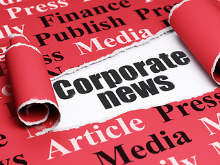 Image showing News concept: black text Corporate News under the piece of  torn paper