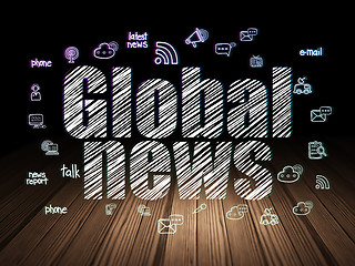 Image showing News concept: Global News in grunge dark room