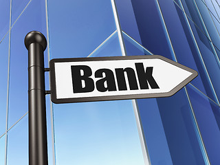 Image showing Currency concept: sign Bank on Building background