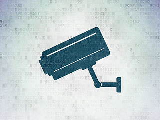 Image showing Protection concept: Cctv Camera on Digital Data Paper background