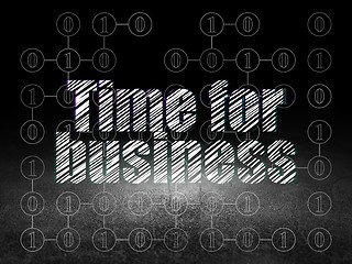 Image showing Finance concept: Time for Business in grunge dark room