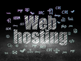 Image showing Web development concept: Web Hosting in grunge dark room