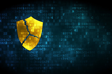 Image showing Privacy concept: Broken Shield on digital background