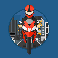 Image showing Man riding motorcycle.