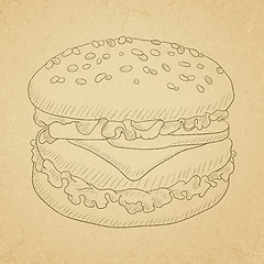 Image showing Delicious and appetizing hamburger.