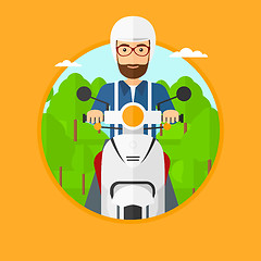 Image showing Man riding scooter.