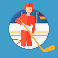 Image showing Ice-hockey player with stick.