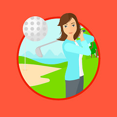 Image showing Golfer hitting the ball.