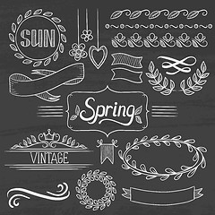 Image showing Set of spring ribbons and elements.