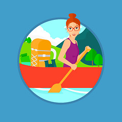 Image showing Woman riding in kayak.