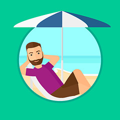 Image showing Man relaxing on beach chair.