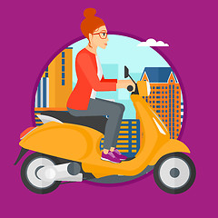 Image showing Woman riding scooter.