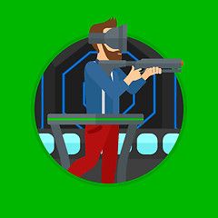 Image showing Man in virtual reality headset playing video game.