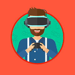 Image showing Man wearing virtual reality headset.