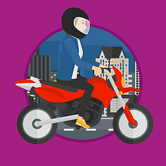 Image showing Woman riding motorcycle.