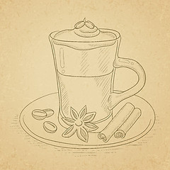 Image showing Cup of coffee with cinnamon.