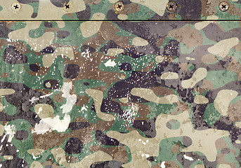 Image showing Piece of aircraft grunge metal background, army camo