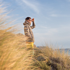 Image showing Free active man enjoying beauty of nature.