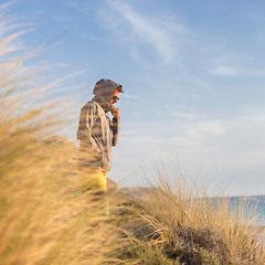 Image showing Free active man enjoying beauty of nature.