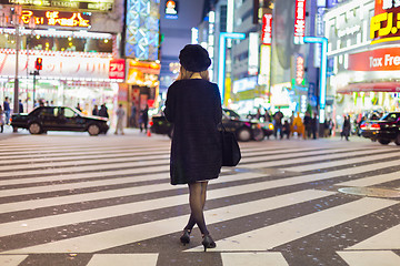 Image showing Solitary woman in Shinjuku, Tokyo, Japan.