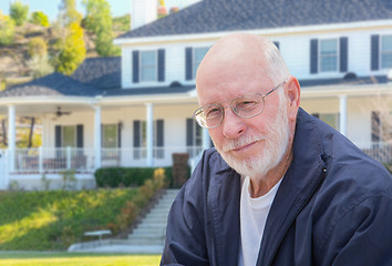 Image showing Senior Adult Man in Front of House