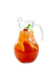 Image showing Lemonade with cherry in pitcher