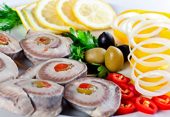 Image showing sliced fish with vegetables