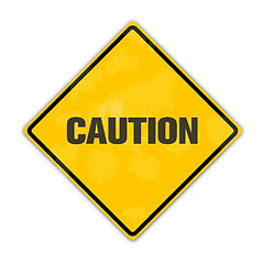 Image showing yellow caution traffic sign with copyspace for text message