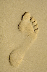 Image showing Footprint in sand on beach