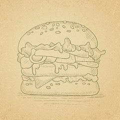 Image showing Delicious and appetizing hamburger.