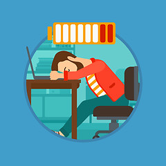 Image showing Man sleeping on workplace.