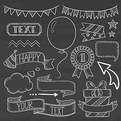 Image showing Set of ribbons and elements for party invitation.