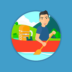 Image showing Man riding in kayak.