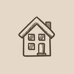 Image showing Two storey detached house sketch icon.