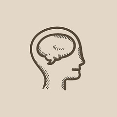 Image showing Human head with brain sketch icon.