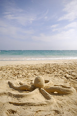 Image showing Octopus sculpture on beach