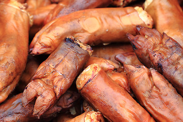 Image showing smoked pig legs texture