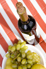 Image showing red wine and fruits