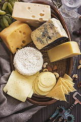 Image showing Various types of cheese set